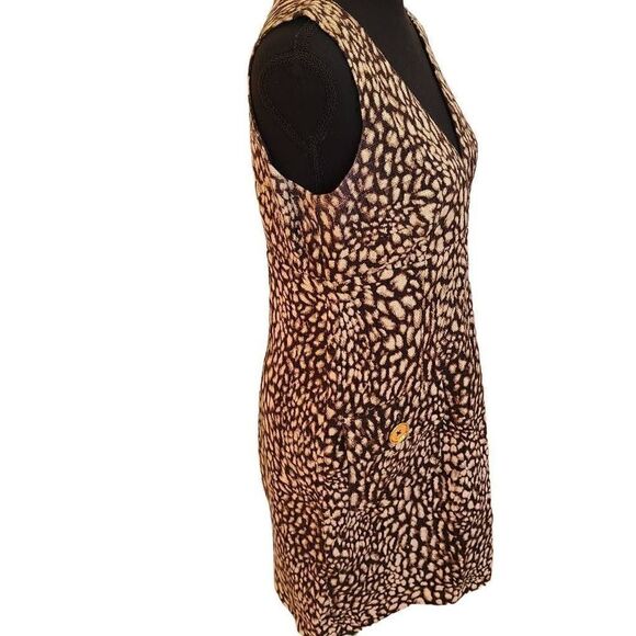 Michael Kors Women Empire Style Sleeveless Dress Cheetah Print Brown Size 6 - Picture 3 of 15